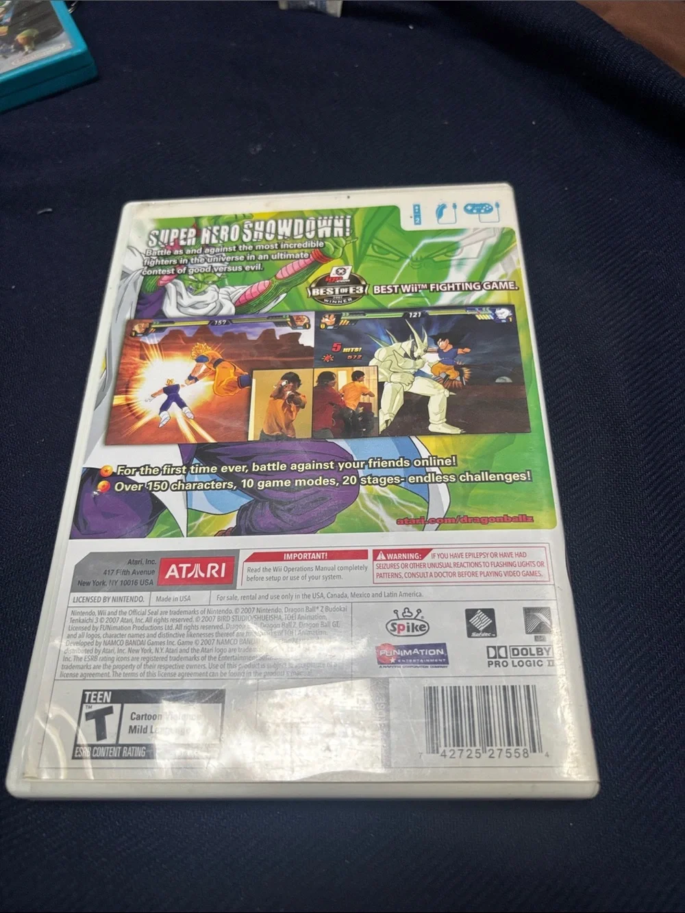 Dragon Ball Z: Budokai Tenkaichi 3 (Wii) - White Case with Green Cover Art